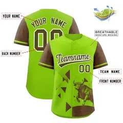 Light Brown Neon Green Raptor Series Raglan Hip Hop Baseball Jersey 2