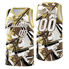 Light Brown Old Gold Abstract Graffiti Basketball Jersey 1