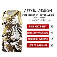 Light Brown Old Gold Abstract Graffiti Basketball Jersey 2