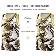 Light Brown Old Gold Abstract Graffiti Basketball Jersey 3