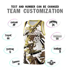 Light Brown Old Gold Abstract Graffiti Basketball Jersey 4