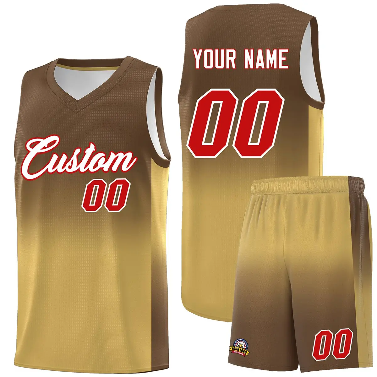 Light Brown Old Gold Gradient Basketball Jersey