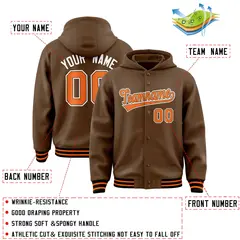 Light Brown Orange-Light Brown Varsity Letterman Hoodie Jacket 4