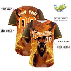 Light Brown Orange White Deer Graffiti Baseball Jersey 2