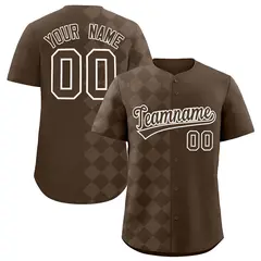 Light Brown Rhombus Pattern Baseball Jersey 1