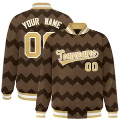 Light Brown Ripple Color Block Varsity Letterman Jacket