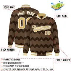 Light Brown Ripple Color Block Varsity Letterman Jacket 2