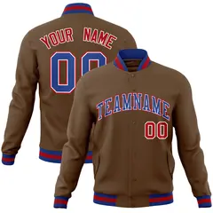 Light Brown Royal-White Varsity Full-Snap Letterman Jacket
