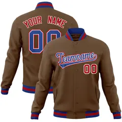 Light Brown Royal-White Varsity Full-Snap Letterman Jacket 1