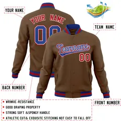 Light Brown Royal-White Varsity Full-Snap Letterman Jacket 4