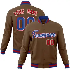 Light Brown Royal-White Varsity Full-Snap Letterman Jacket