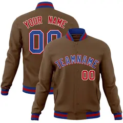 Light Brown Royal-White Varsity Full-Snap Letterman Jacket
