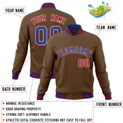 Light Brown Royal-White Varsity Full-Snap Letterman Jacket 4