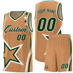 Light Brown Shoulder Stars Graffiti Pattern Basketball Jersey