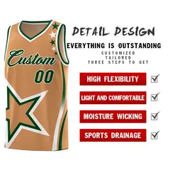 Light Brown Shoulder Stars Graffiti Pattern Basketball Jersey 2