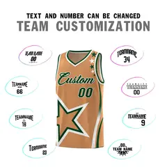 Light Brown Shoulder Stars Graffiti Pattern Basketball Jersey 4