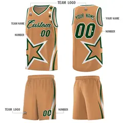 Light Brown Shoulder Stars Graffiti Pattern Basketball Jersey 5
