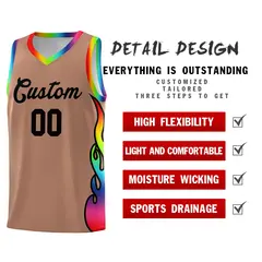 Light Brown Side Flame Sports Basketball Jersey 2