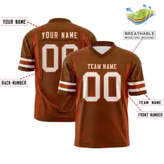 Light Brown Texas Orange Scratch Pattern Football Jersey 2