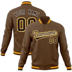Light Brown Varsity Full-Snap Letterman Baseball Jacket 1