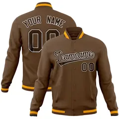 Light Brown Varsity Full-Snap Letterman Baseball Jacket 1