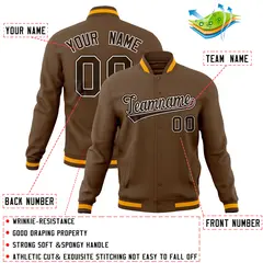 Light Brown Varsity Full-Snap Letterman Baseball Jacket 4