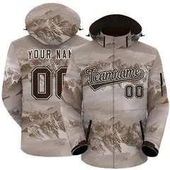 Light Brown White-Black Graffiti Waterproof Jacket for Climbing