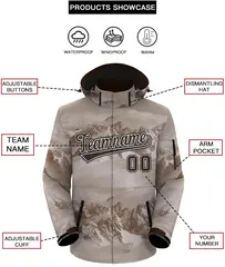 Light Brown White-Black Graffiti Waterproof Jacket for Climbing 2