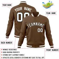 Light Brown White-Black Varsity Full-Snap Letterman Jacket 4