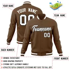 Light Brown White-Black Varsity Full-Snap Letterman Jacket 4