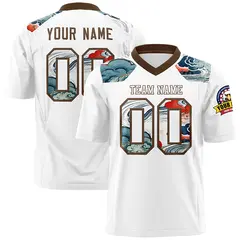 Light Brown White Ukiyo-e Auspicious Clouds Graffiti Football Jersey 1