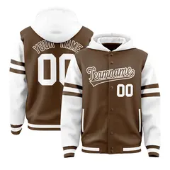 Light Brown White Varsity Letterman Hoodie Jacket Raglan Three Stripes 1