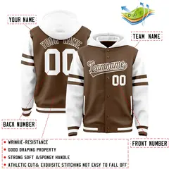 Light Brown White Varsity Letterman Hoodie Jacket Raglan Three Stripes 4