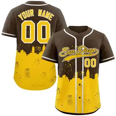 Light Brown Yellow San Diego City Nightscape Baseball Jersey 1
