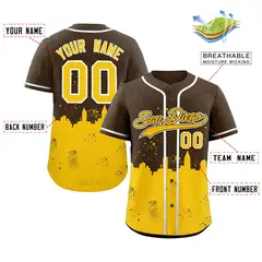 Light Brown Yellow San Diego City Nightscape Baseball Jersey 2