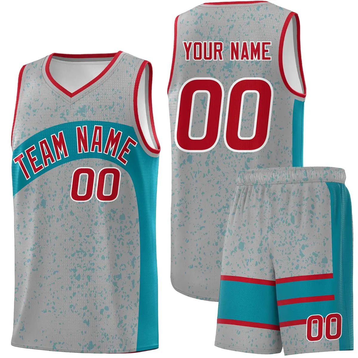 Light Gray Aqua Dot Graffiti Irregular Pattern Basketball Jersey