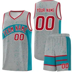 Light Gray Aqua Dot Graffiti Irregular Pattern Basketball Jersey