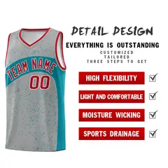 Light Gray Aqua Dot Graffiti Irregular Pattern Basketball Jersey 2