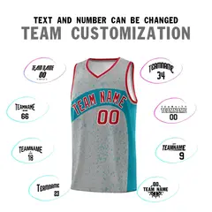 Light Gray Aqua Dot Graffiti Irregular Pattern Basketball Jersey 4