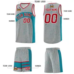 Light Gray Aqua Dot Graffiti Irregular Pattern Basketball Jersey 5