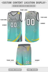 Light Gray Aqua Gradient Star Graffiti Basketball Jersey 2