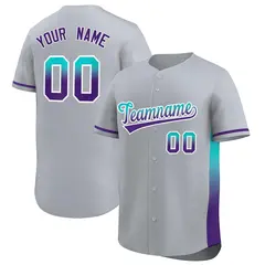 Light Gray Aqua Purple Gradient Side Baseball Jersey 1