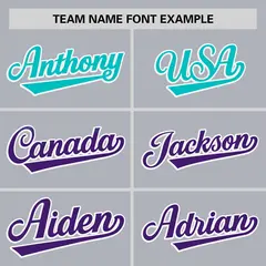 Light Gray Aqua Purple Gradient Side Baseball Jersey 3
