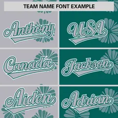 Light Gray Aqua Split Flower Graffiti Baseball Jersey 3