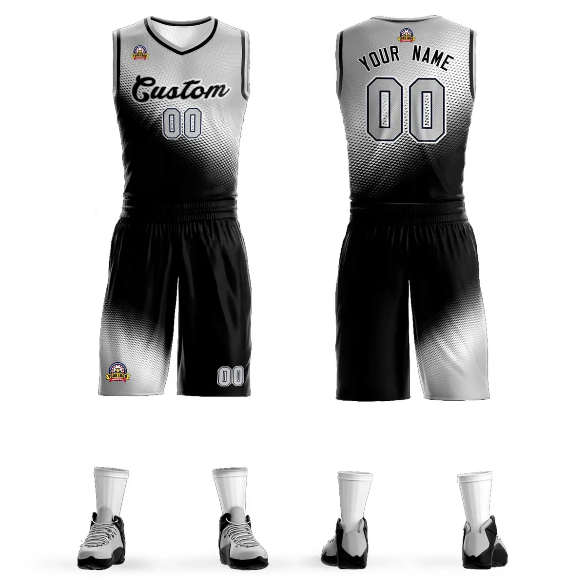Light Gray Black Gradient Fashion Sports Basketball Jersey