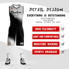 Light Gray Black Gradient Fashion Sports Basketball Jersey 2