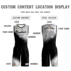 Light Gray Black Gradient Fashion Sports Basketball Jersey 3
