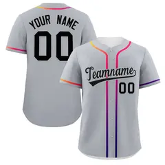 Light Gray Black Gradient Ribbed Authentic Baseball Jersey 1