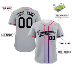 Light Gray Black Gradient Ribbed Authentic Baseball Jersey 2