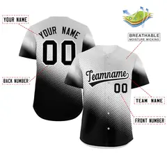 Light Gray Black Tiny Spot Gradient Baseball Jersey 2